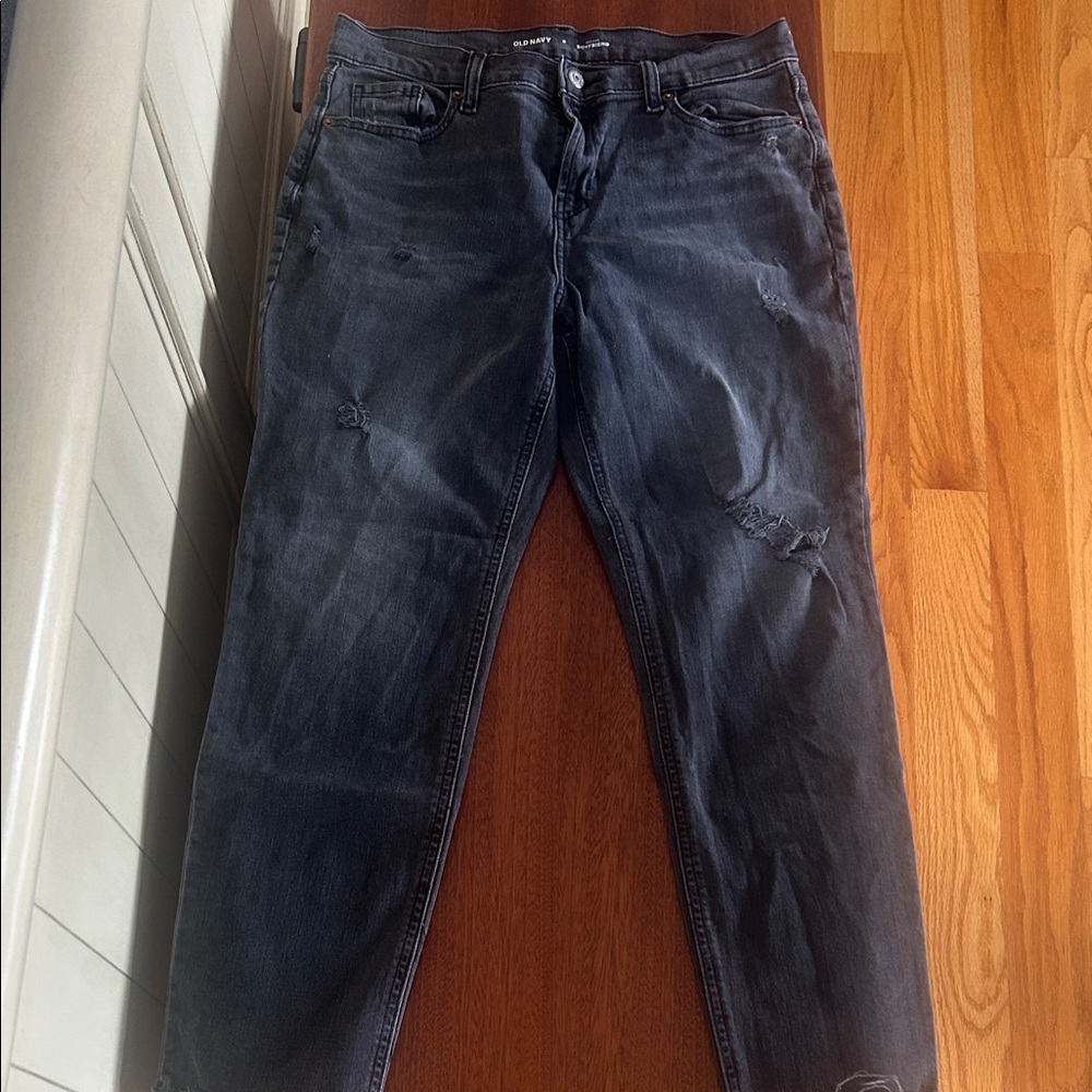 Old Navy Women’s Relaxed Fit Distressed Gray Jeans